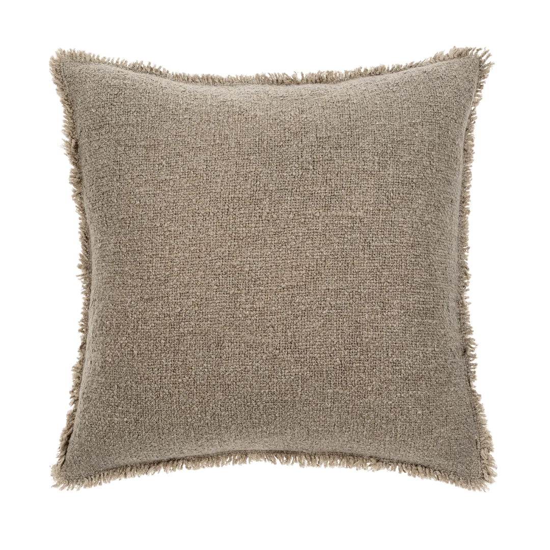 20x20 Fringed Boucle Pillow, Taupe