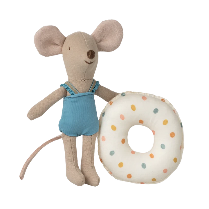 Maileg beach mouse with float, little sister - multi dot