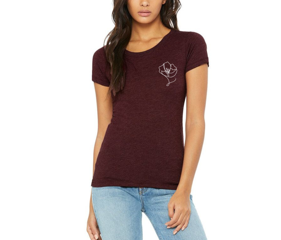 Flower Icon Heather Maroon Ladies Tee