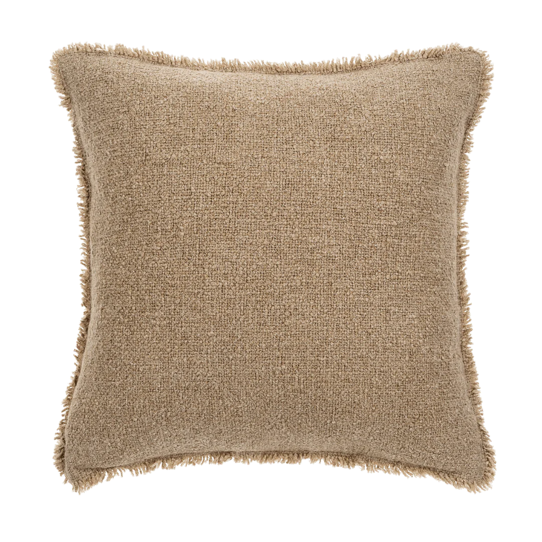 20x20 Fringed Boucle Pillow, Warm Sand
