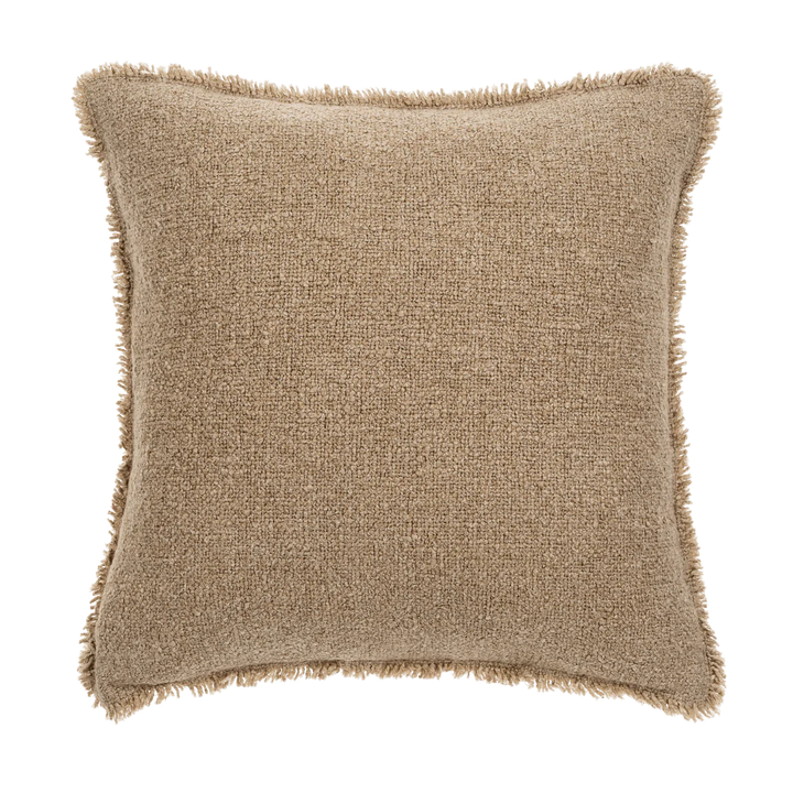 20x20 Fringed Boucle Pillow, Warm Sand