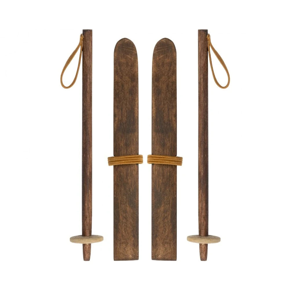 Maileg ski and ski poles, mum & dad mouse