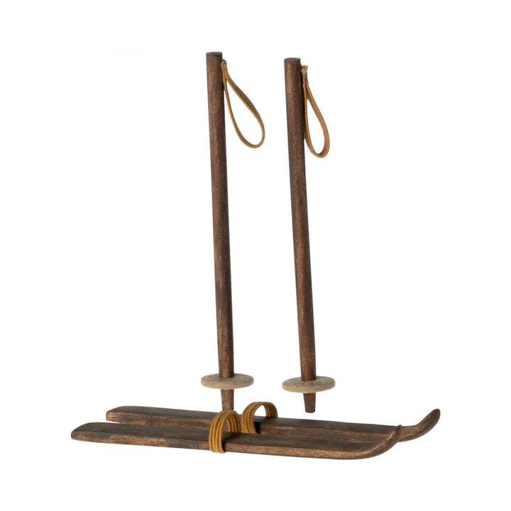 Maileg ski and ski poles, mum & dad mouse