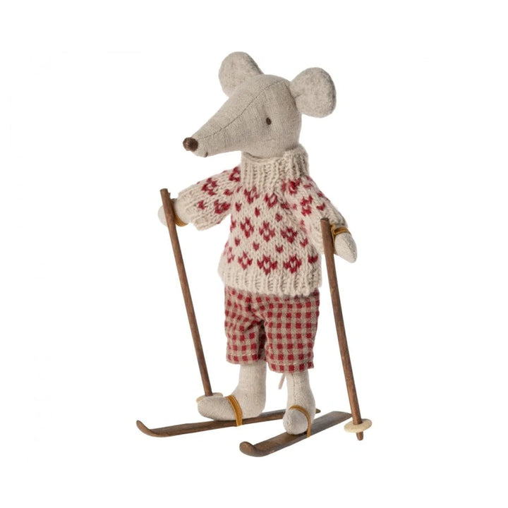 Maileg ski and ski poles, mum & dad mouse