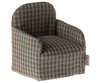 Maileg Chair, Mouse - Green Checker