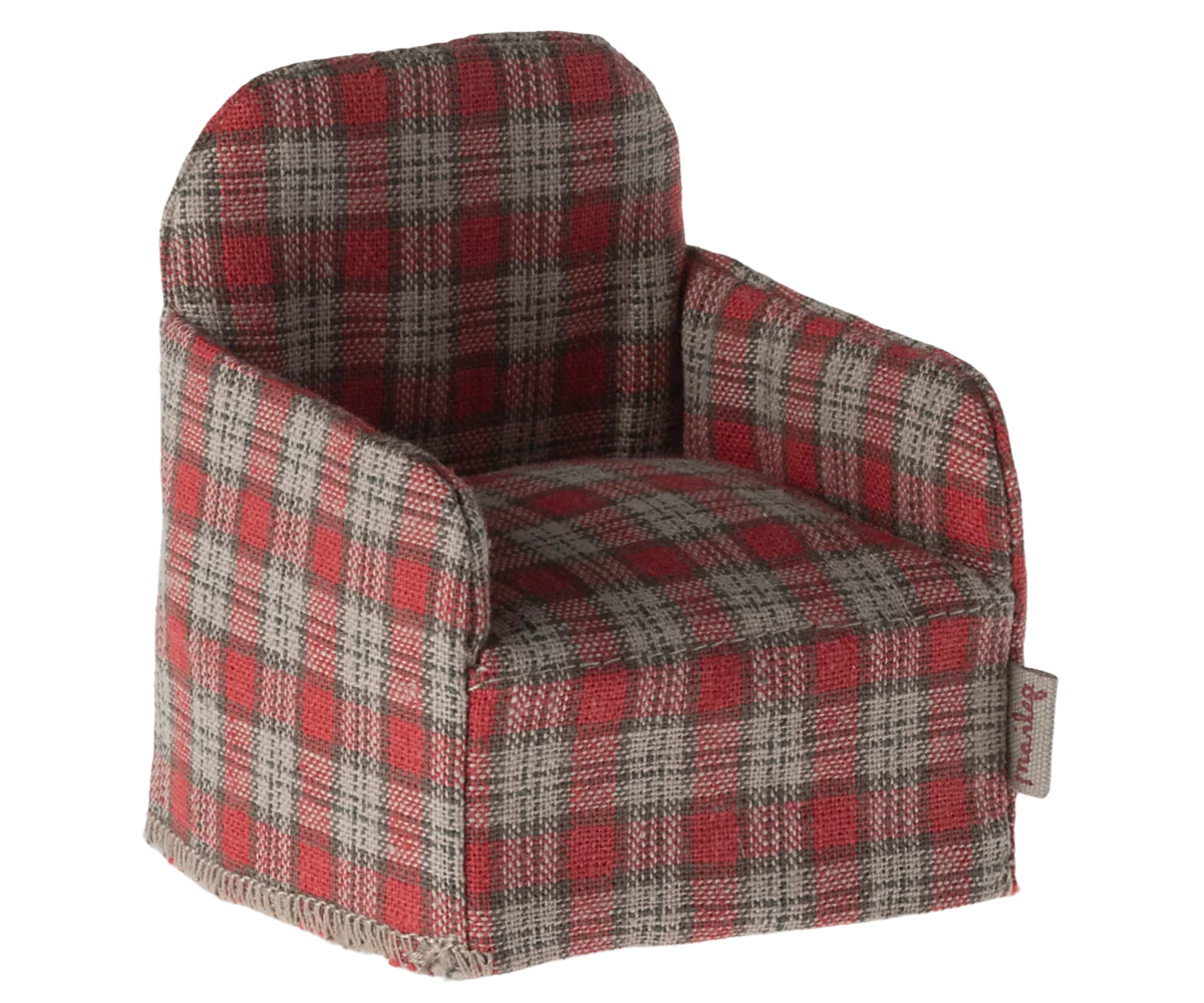 Maileg Chair, Mouse -Red Checker