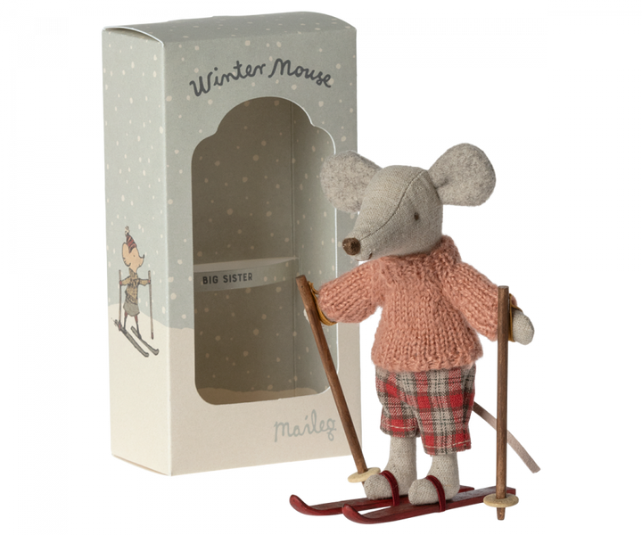 Winter mouse with ski set, Big sister