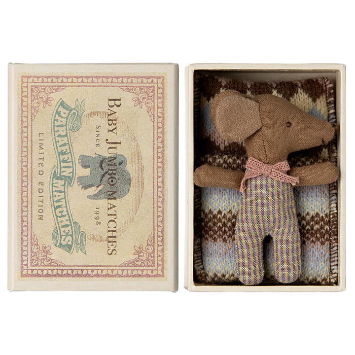 Maileg Sleepy/wakey baby mouse in matchbox - Rose (new 2024)