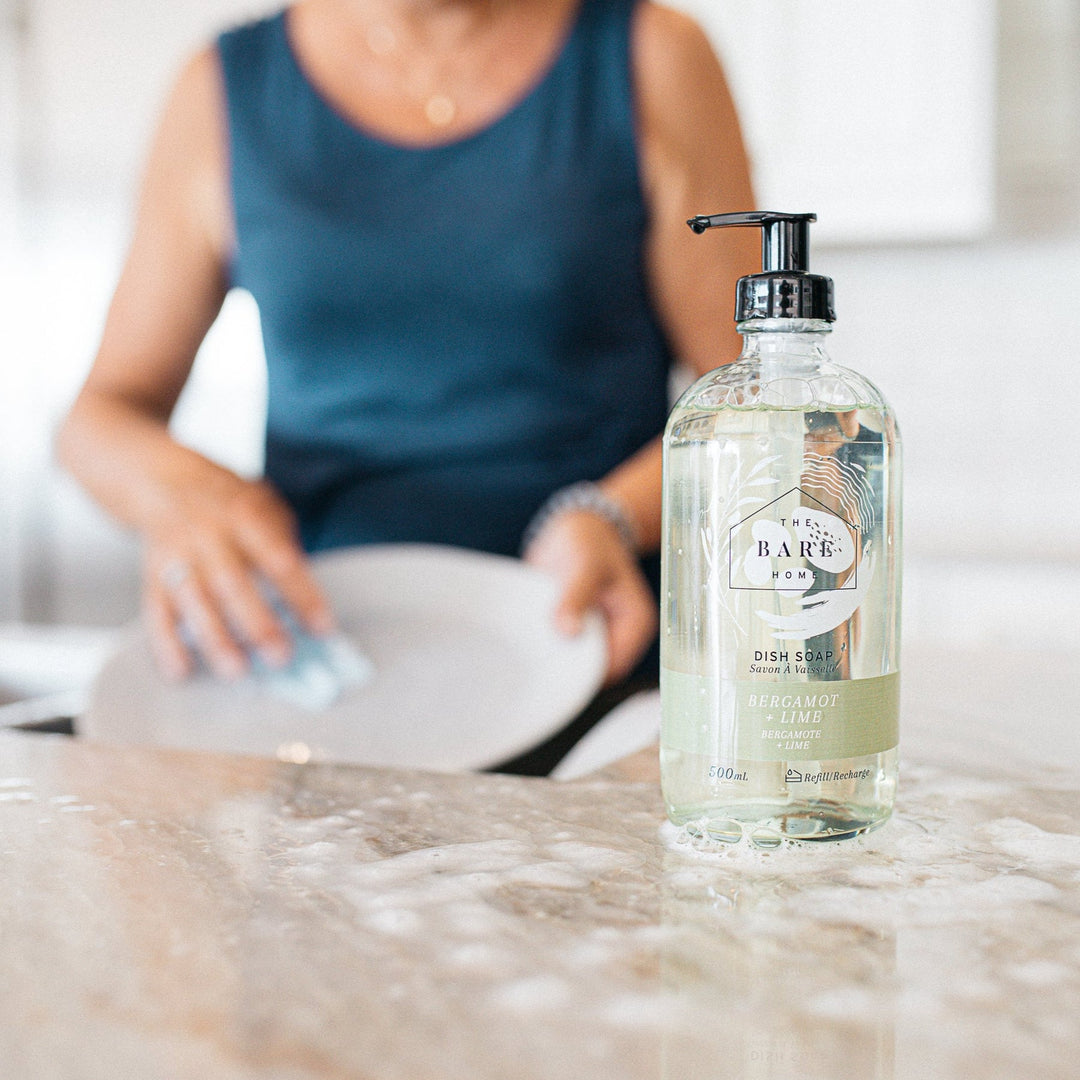 Bare Home Bergamot + Lime Dish Soap In Glass Bottle