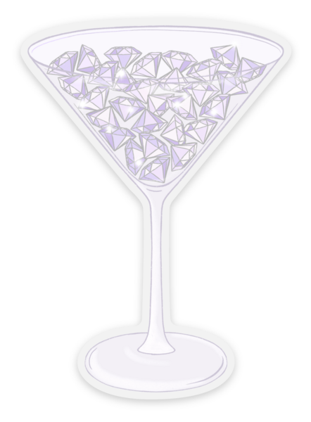 Taylor Swift Inspired Clear Martini & Diamonds Sticker,3x2in