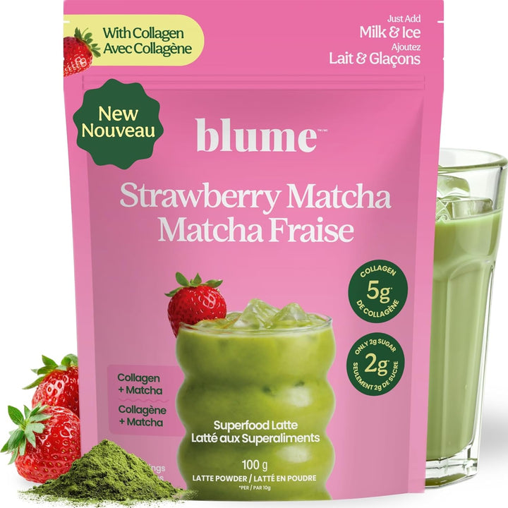 Blume Iced Strawberry Matcha Latte with Collagen