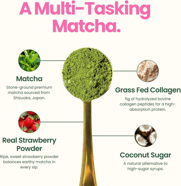 Blume Iced Strawberry Matcha Latte with Collagen