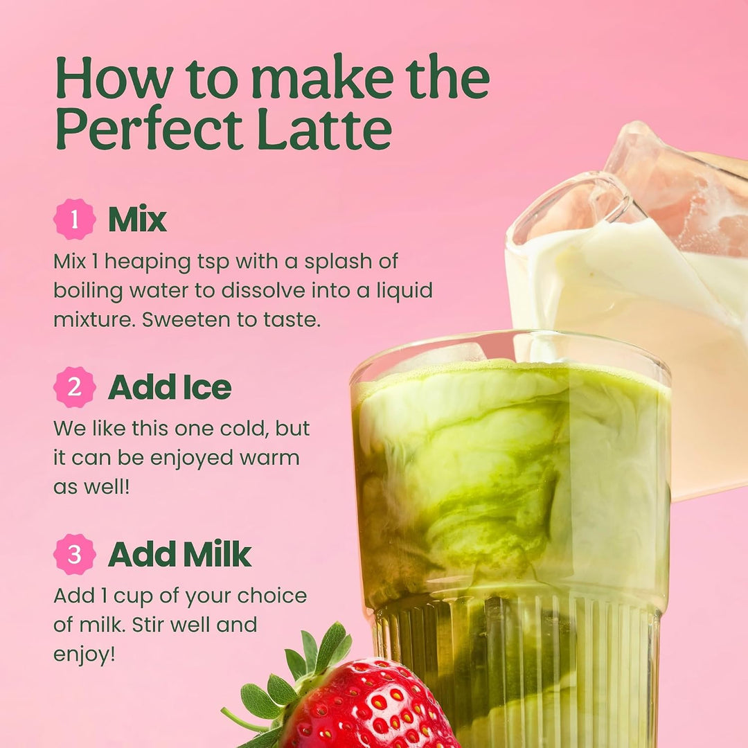 Blume Iced Strawberry Matcha Latte with Collagen