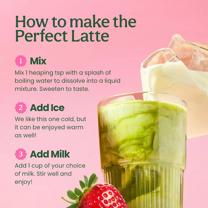 Blume Iced Strawberry Matcha Latte with Collagen