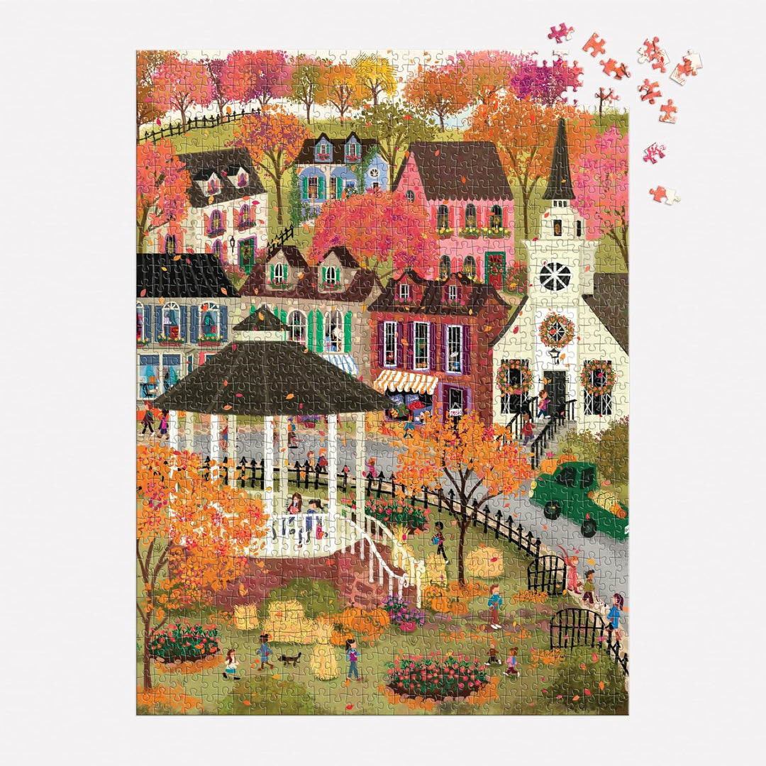 Falls Hollow Puzzle – 1000 Piece Jigsaw Puzzle Featuring Cozy Fall Village Scene