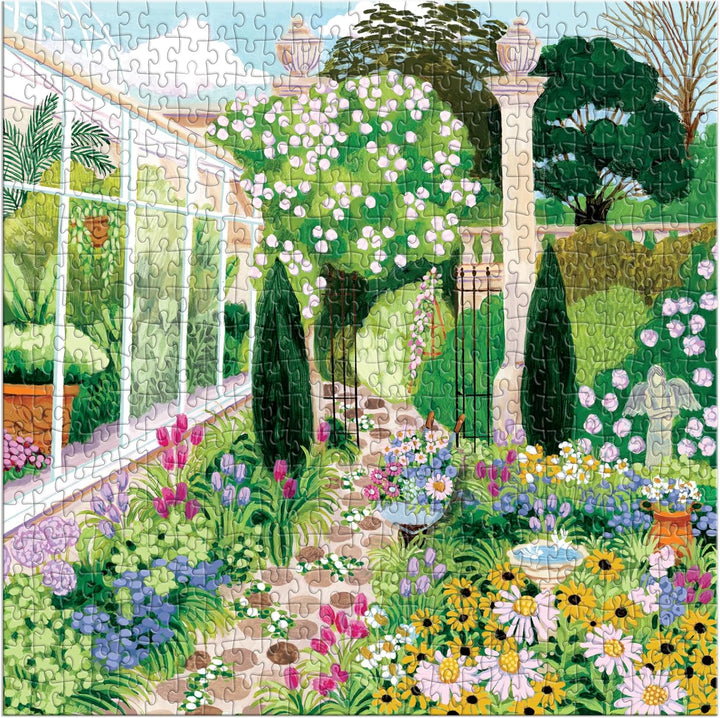 Evergreen Gardens – 500 Piece Jigsaw Puzzle Featuring Beautiful Artwork of A Conservatory Pathway Garden