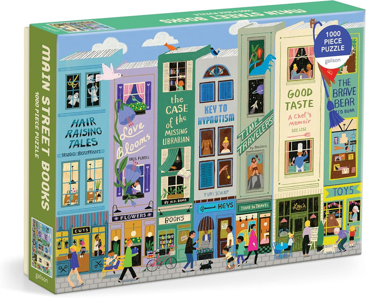 Main Street Books – 1000 Piece Jigsaw Puzzle Featuring Beautiful Artwork of A Book Themed Neighborhood
