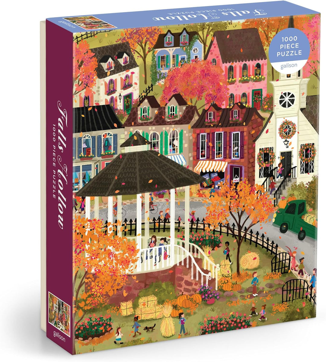 Falls Hollow Puzzle – 1000 Piece Jigsaw Puzzle Featuring Cozy Fall Village Scene