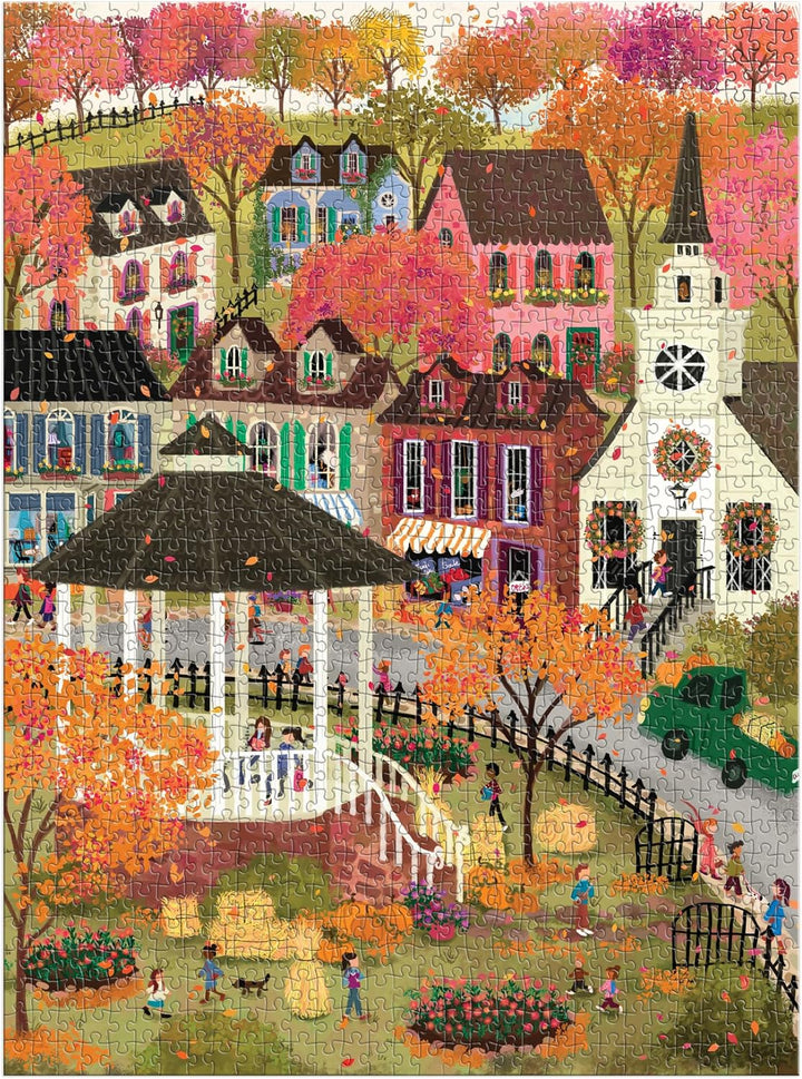 Falls Hollow Puzzle – 1000 Piece Jigsaw Puzzle Featuring Cozy Fall Village Scene