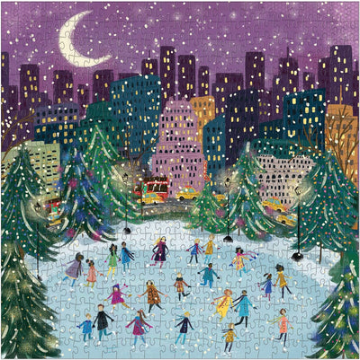 Merry Moonlight Skaters - Foil Puzzle 500-Piece Jigsaw Puzzle