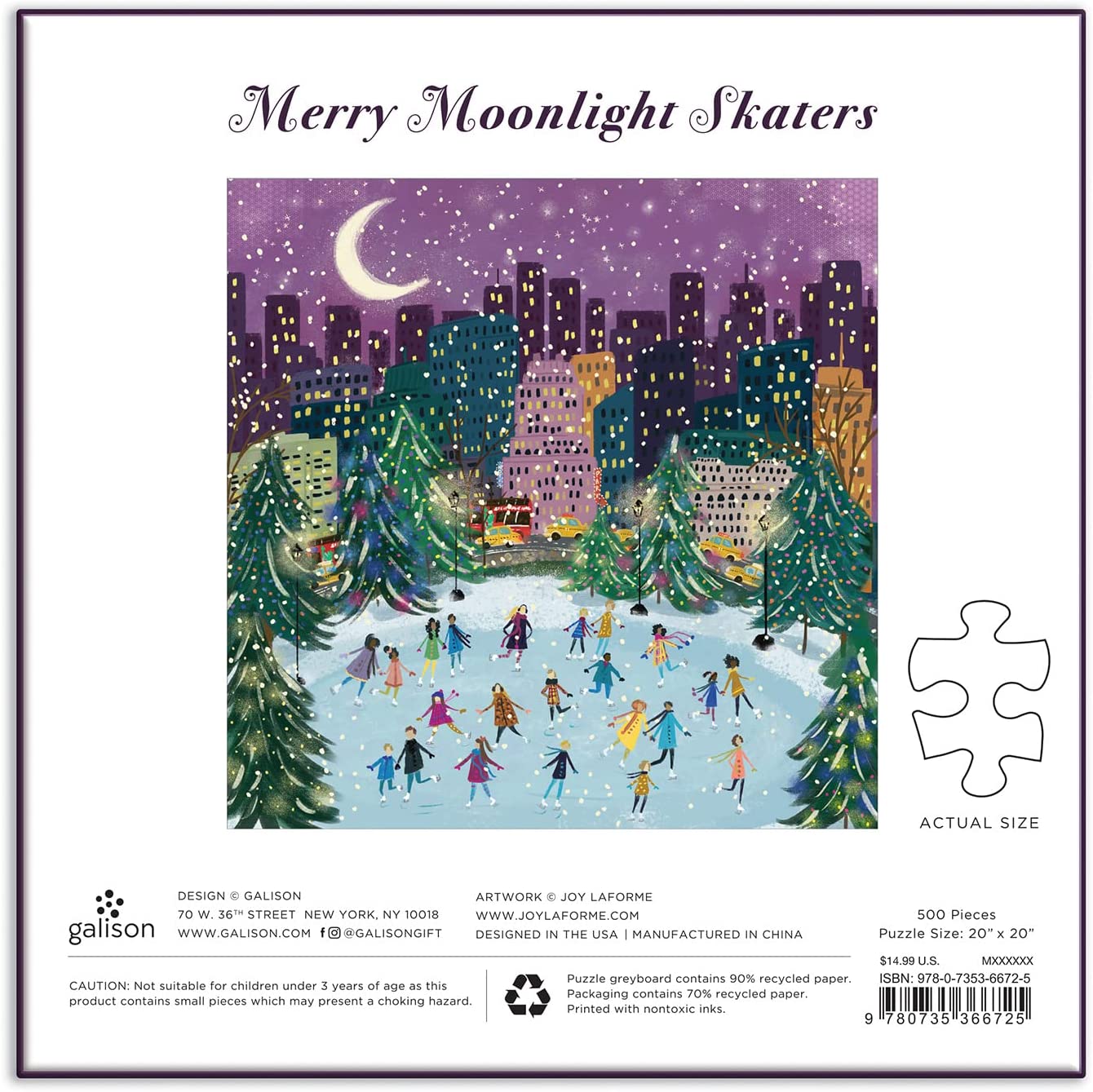 Merry Moonlight Skaters - Foil Puzzle 500-Piece Jigsaw Puzzle