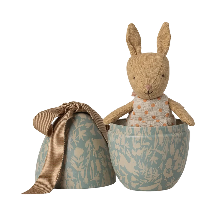 Maileg Easter egg with micro rabbit, small - dusty blue