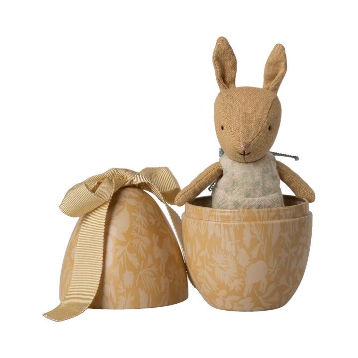 Maileg Easter egg with micro rabbit, small - cream yellow
