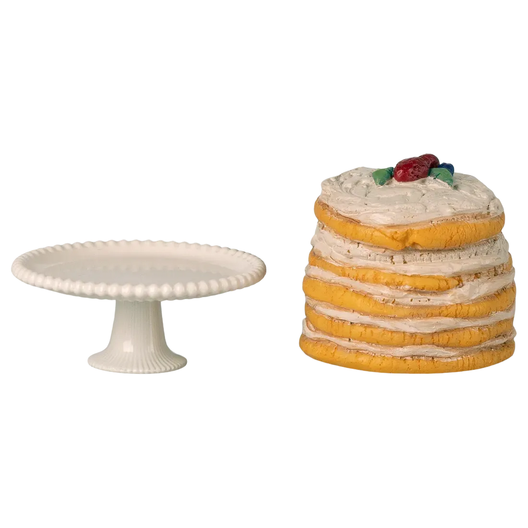 Party cake and cake stand, Mouse - Off White