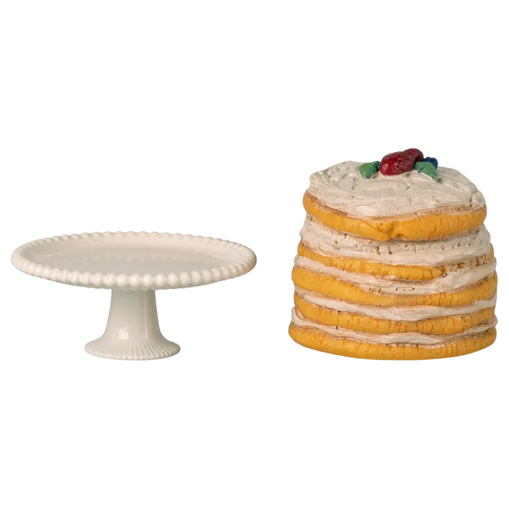 Party cake and cake stand, Mouse - Off White