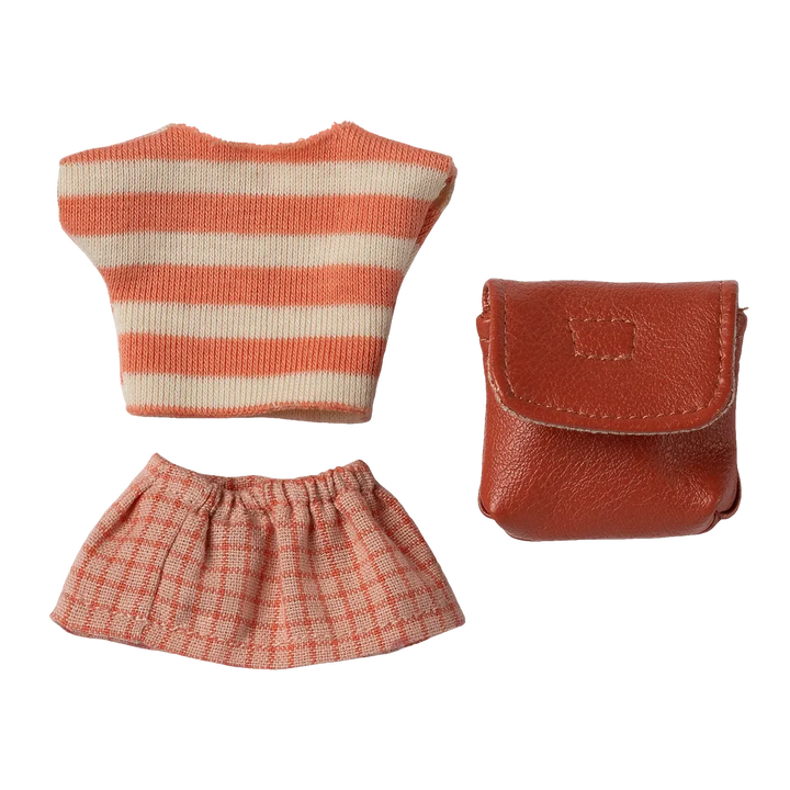 Maileg clothes and bag, big sister mouse - coral