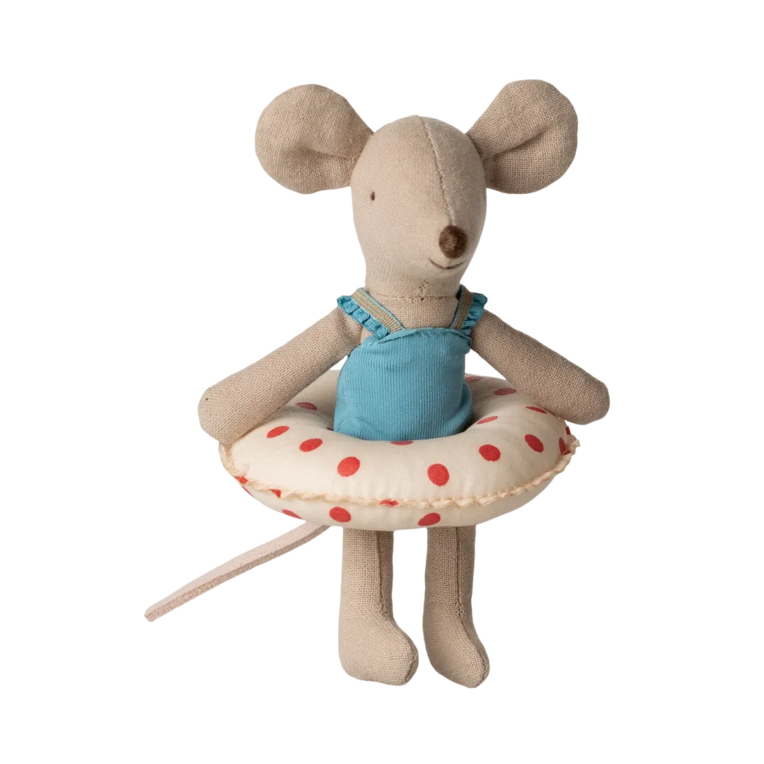 Maileg beach mouse with float, little sister - red dots
