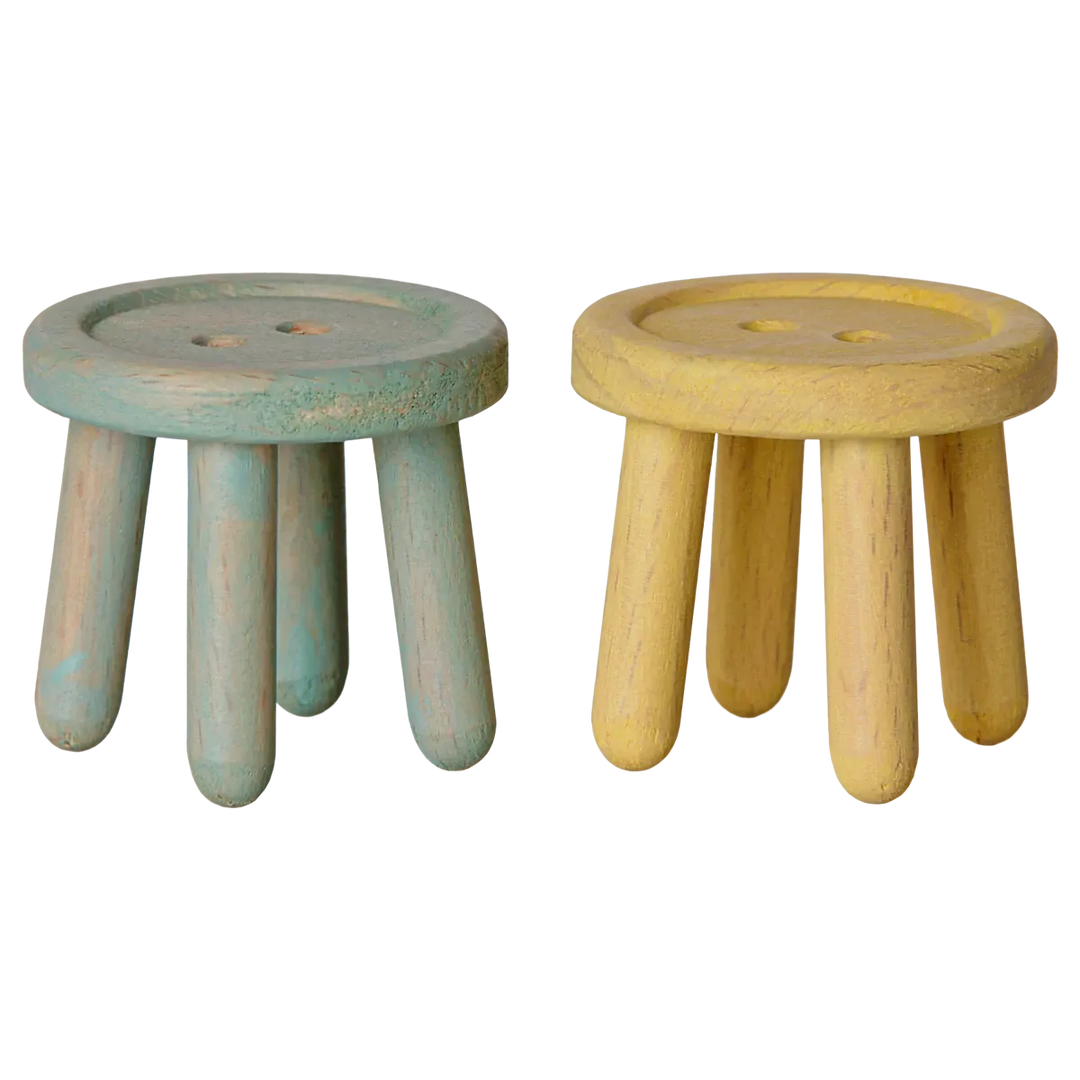 Pre Order Maileg Stool set, Mouse - Mint/Light yellow