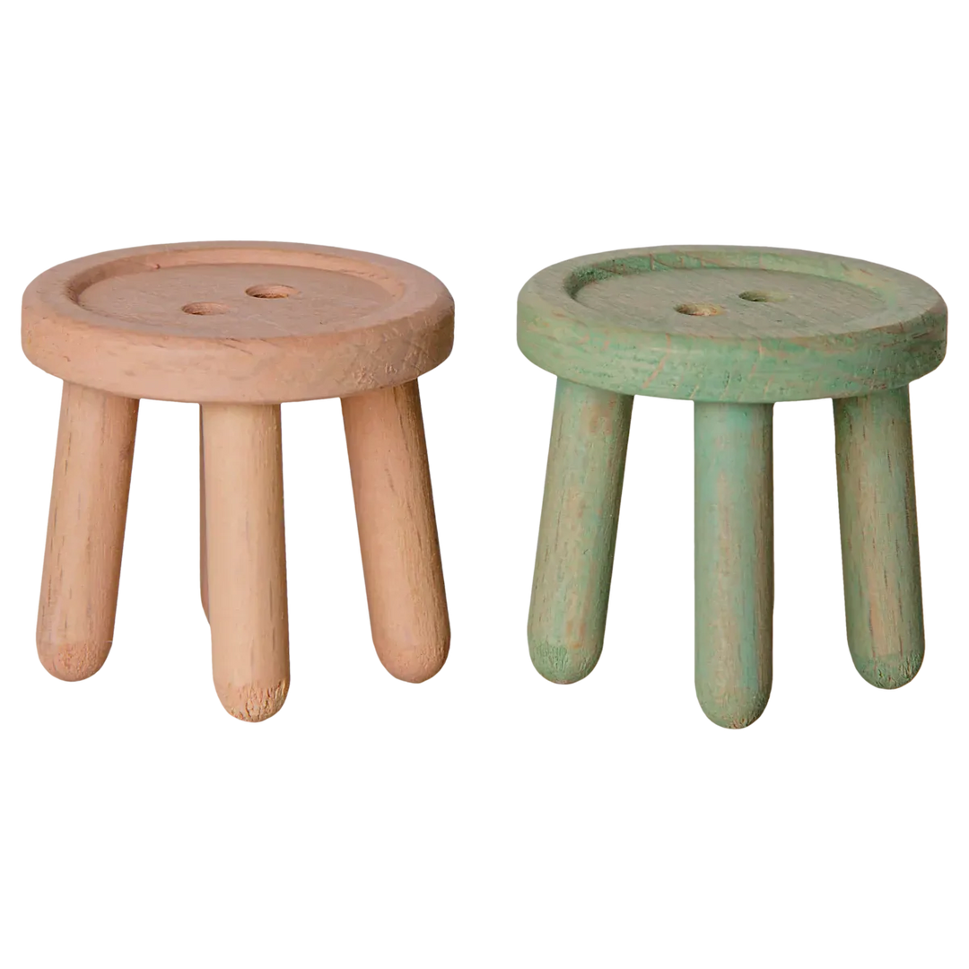Pre Order Maileg Stool set, Mouse - Light rose/Light mint