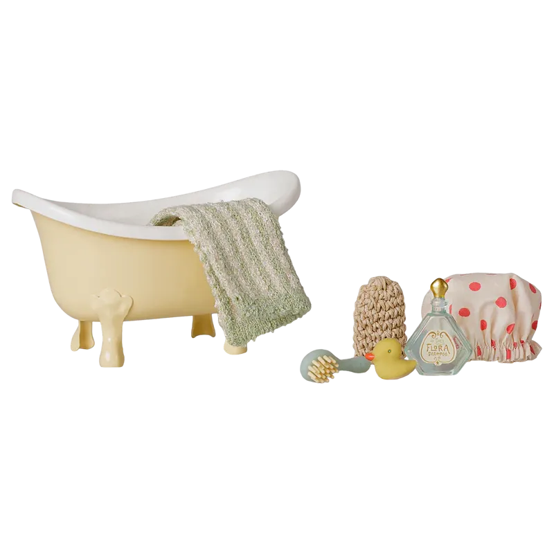 Pre Order Maileg Bathtub set, Mouse - Yellow