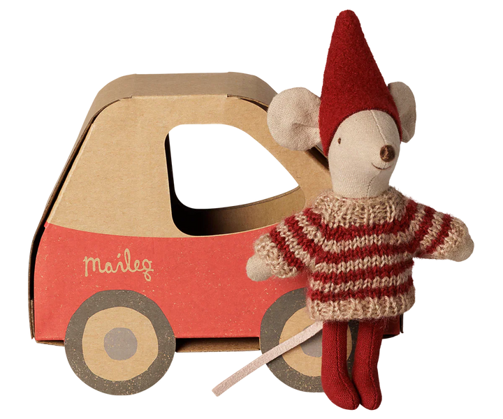 Pre Order Maileg Christmas mouse, Little sister in car box