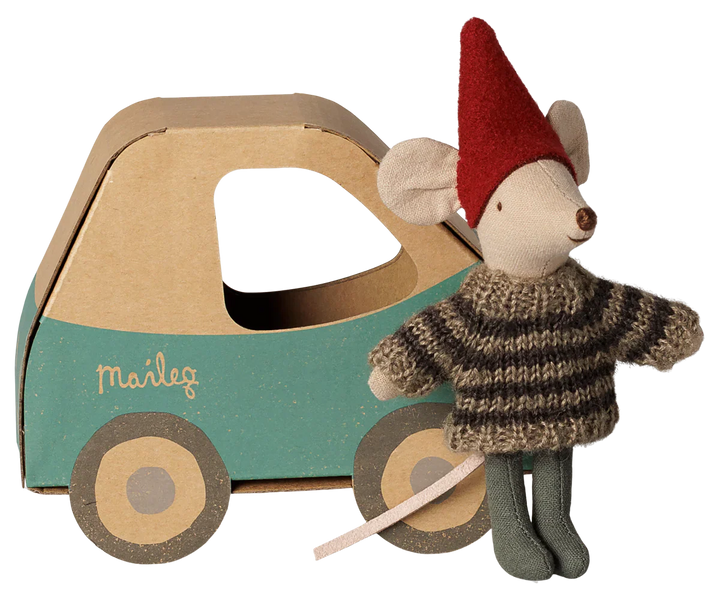 Pre Order Maileg Christmas mouse, Little brother in car box