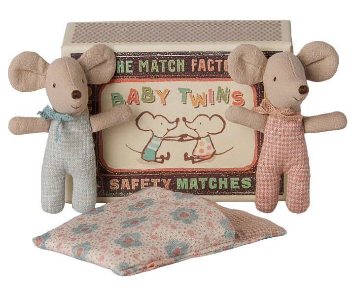 Maileg Twins, Baby mice in matchbox (checker)