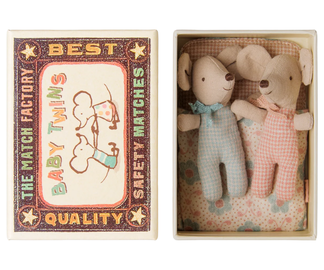 Maileg Twins, Baby mice in matchbox (checker)
