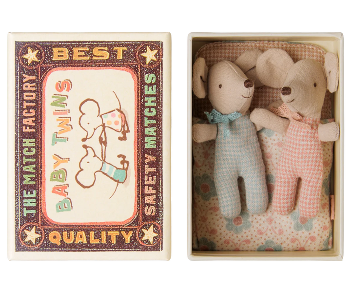 Maileg Twins, Baby mice in matchbox (checker)