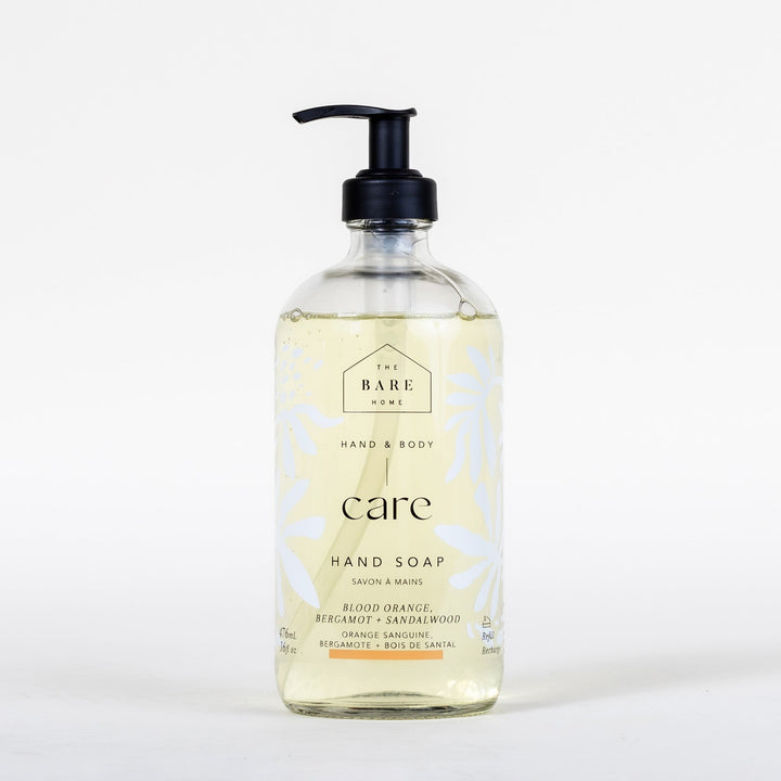 Bare Home New Hand Soap 476ml In Glass Bottle Blood Orange, Bergamot + Sandalwood