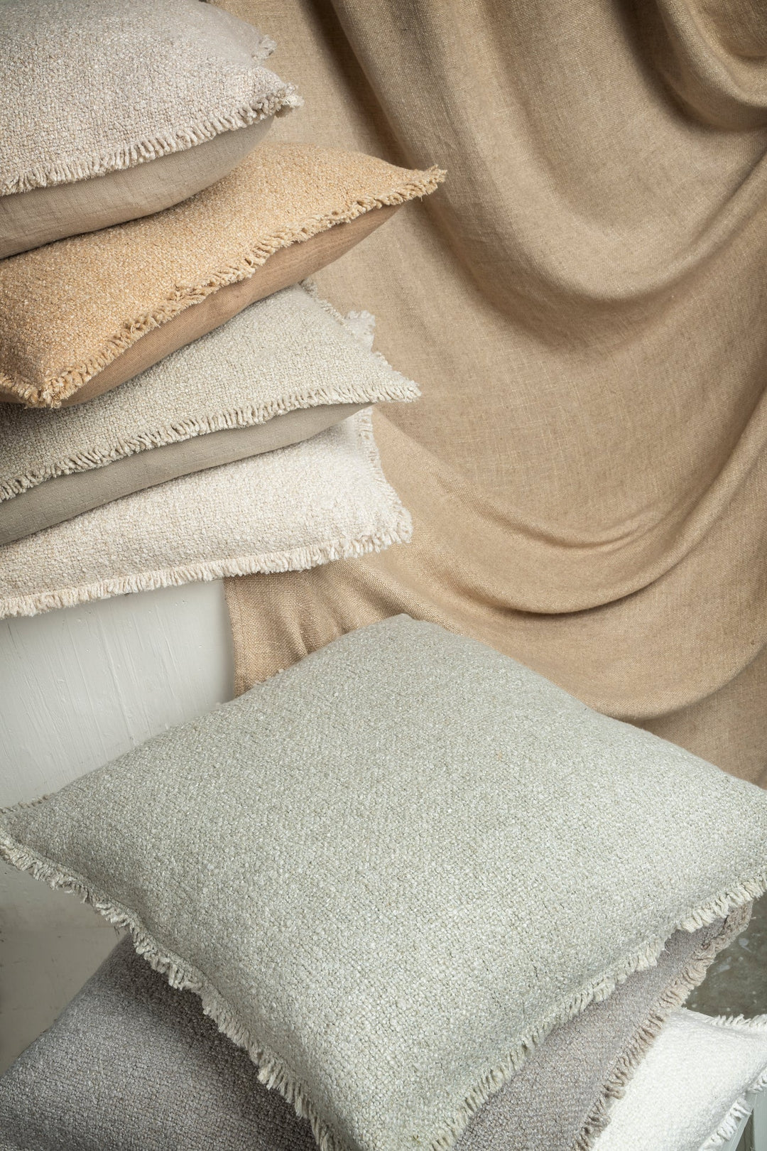 20x20 Fringed Boucle Pillow, Warm Sand