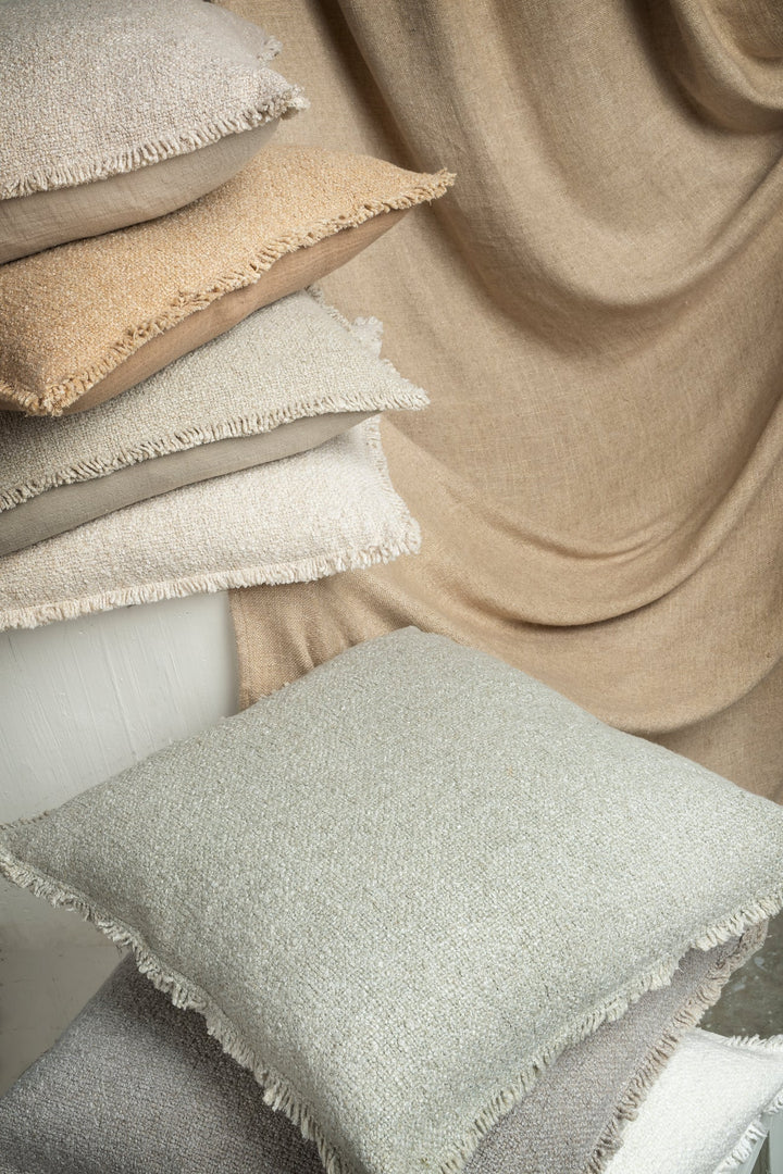 20x20 Fringed Boucle Pillow, Warm Sand