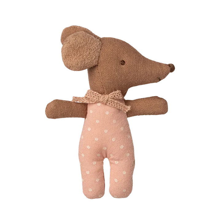 Maileg Sleepy/wakey baby mouse in matchbox - Rose (yellow bedding)