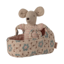 Maileg Baby mouse in carry cot - Rose