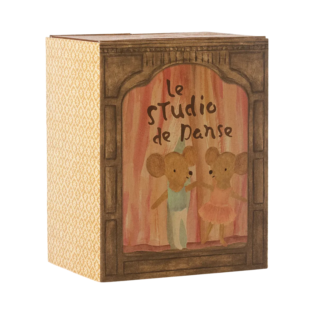 Maileg Ballet mice in dance studio, Little sister and brother