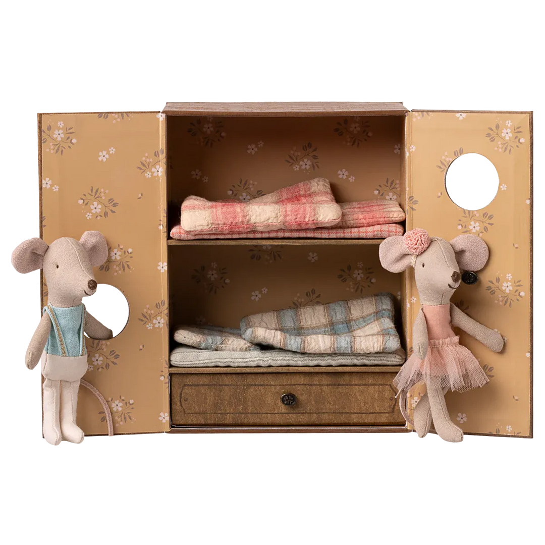 Maileg Ballet mice in dance studio, Little sister and brother