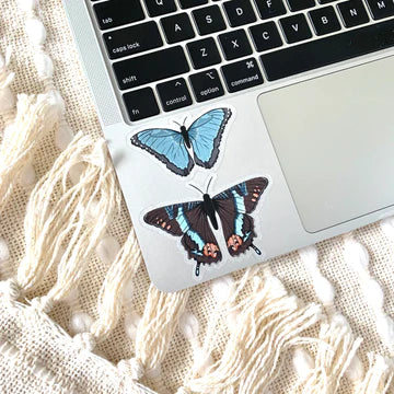 Clear Brown Swallowtail Butterfly Sticker, 3x2in