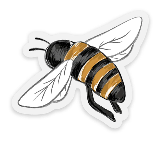 Clear Honey Bee Sticker, 2x2.25 in.