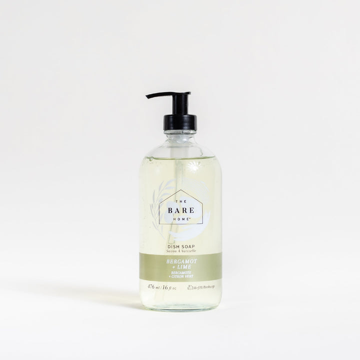 Bare Home Bergamot + Lime Dish Soap In Glass Bottle