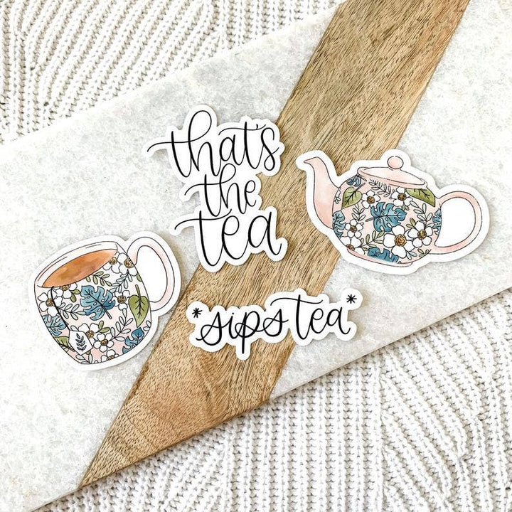 Tropical Pink Teapot Sticker 3.5x2.25in